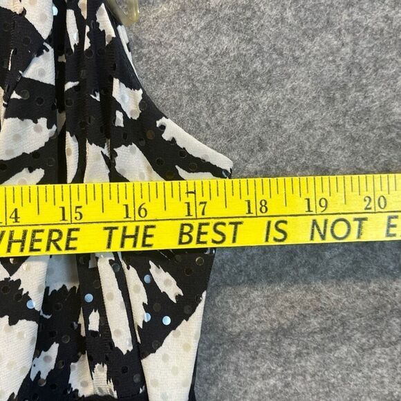 DRESSBARN Slimming Sleeveless Ruched Sequin Dress Black White Size 20W Cocktail - Picture 7 of 14